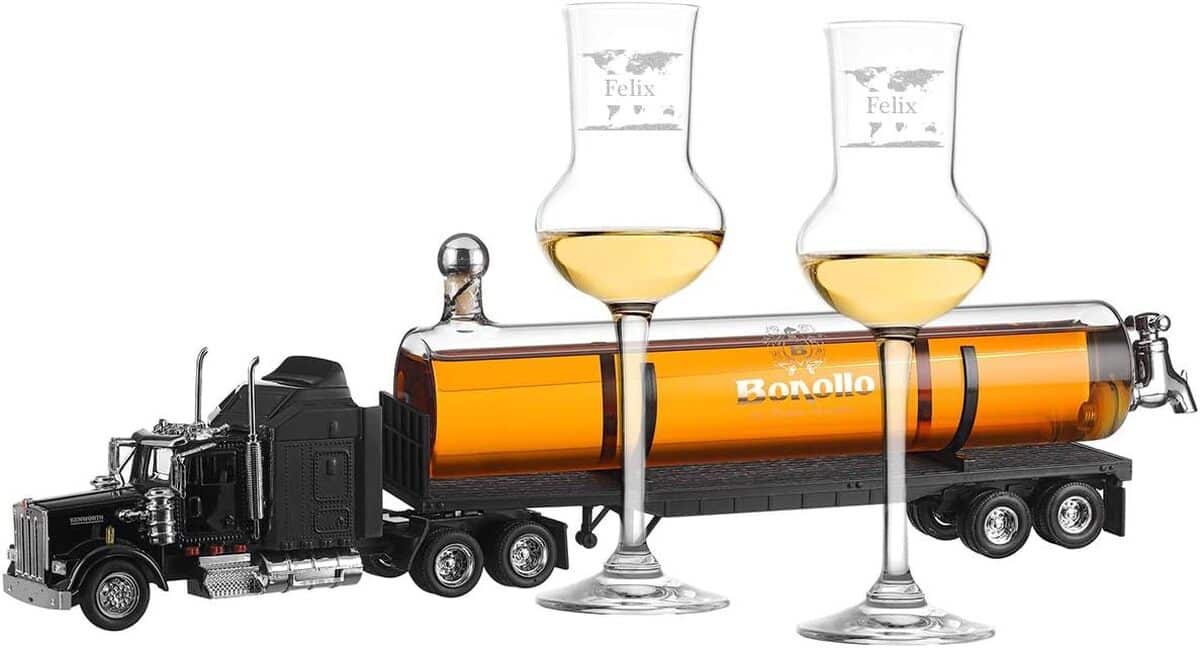 Test de la carafe à décanter motif carte du monde - Grappa 0, 5 l