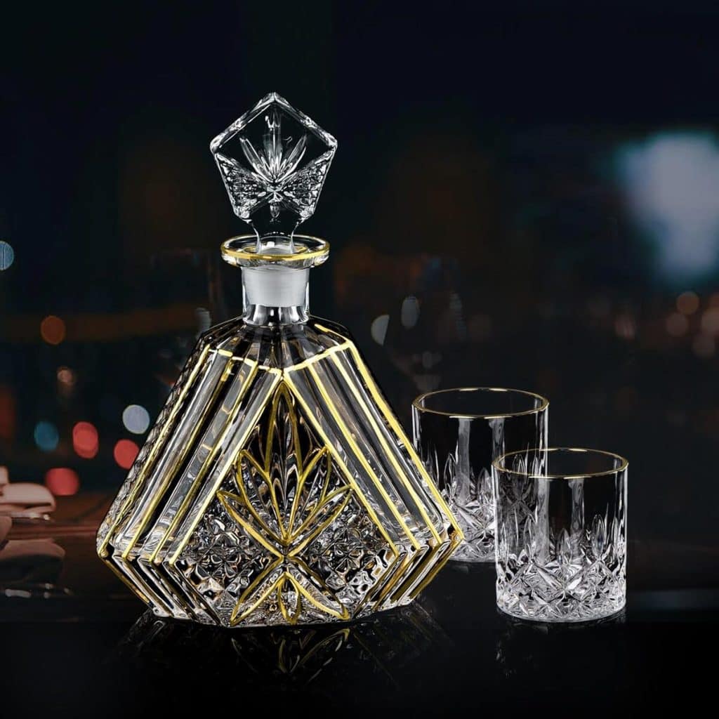 Avis sur l'ensemble carafe dorée peinte à la main