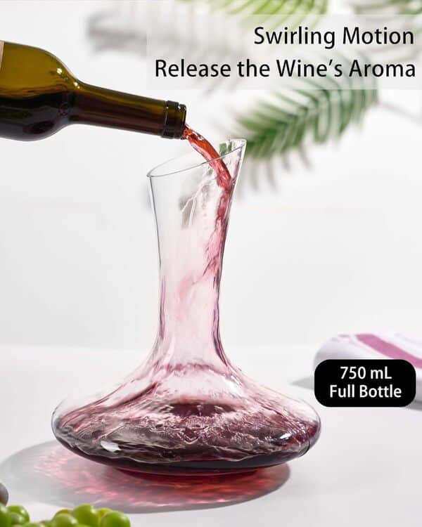 JBHO Lot de 2 verres à vin rouge bordeaux de 600 ml et carafe à décanter de 1,6 l avec aérateur et perles de nettoyage, ensemble classique de vin rouge