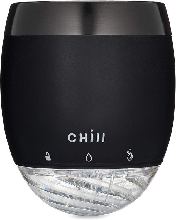 Ullo Chill Purificateur de vin, aérateur et refroidisseur avec 4 filtres à sulfite sélectifs Élimine les sulfites, restaure le goût, aére et rafraîchit avec le vin pur Ullo.