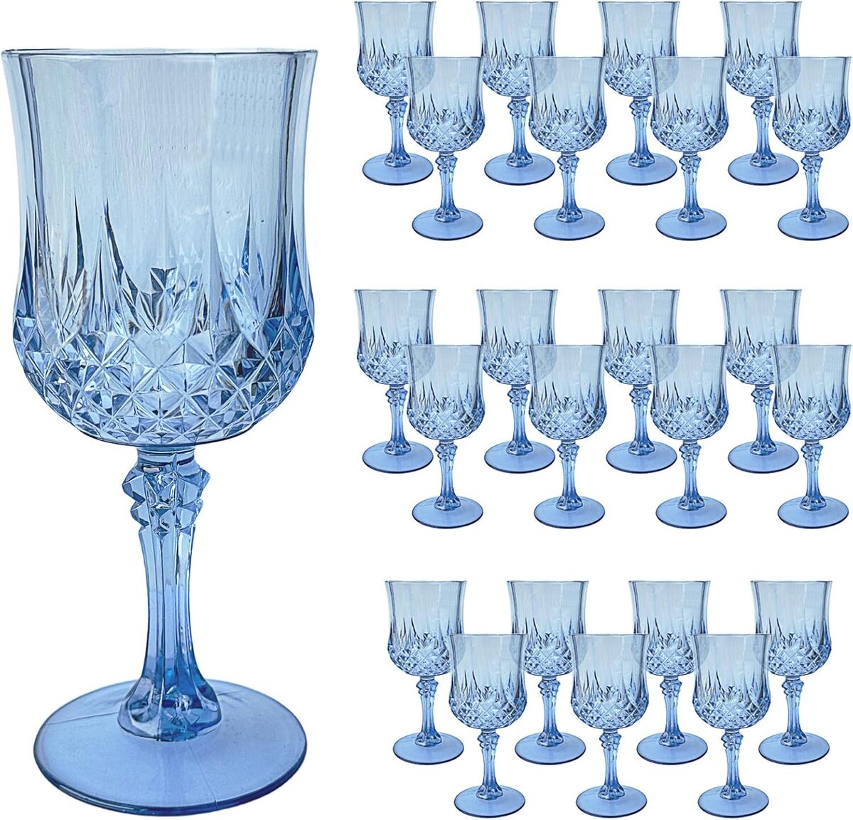 Avis sur les verres à vin en plastique bleu Veiuwa (lot de 24)