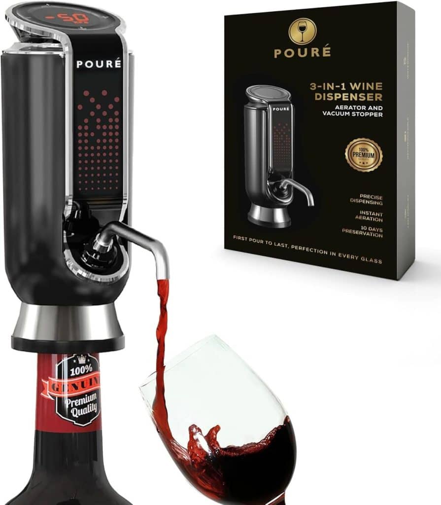 Test : distributeur de vin 3 en 1 POURÉ, aérateur et bouchon sous vide