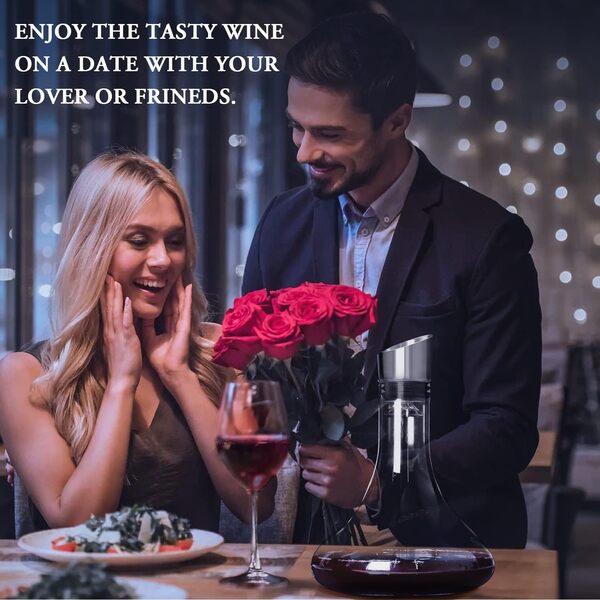 Carafe à vin avec aérateur intégré, carafe à vin rouge avec boule en liège, aérateur de vin en cristal 100 % sans plomb, cadeau pour vin, accessoires de vin, carafe de 1,4 l