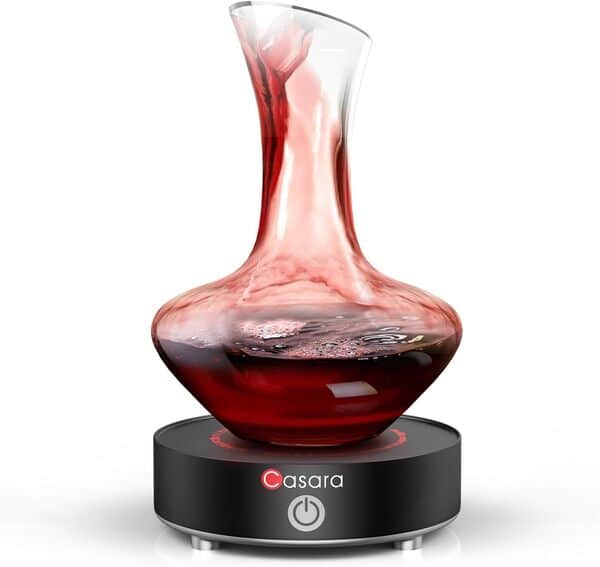 Carafe à vin avec base tourbillonnante électrique, design unique pour décanter le vin en quelques minutes, conçue pour les experts et les amateurs (ensemble de carafe à vin électrique)