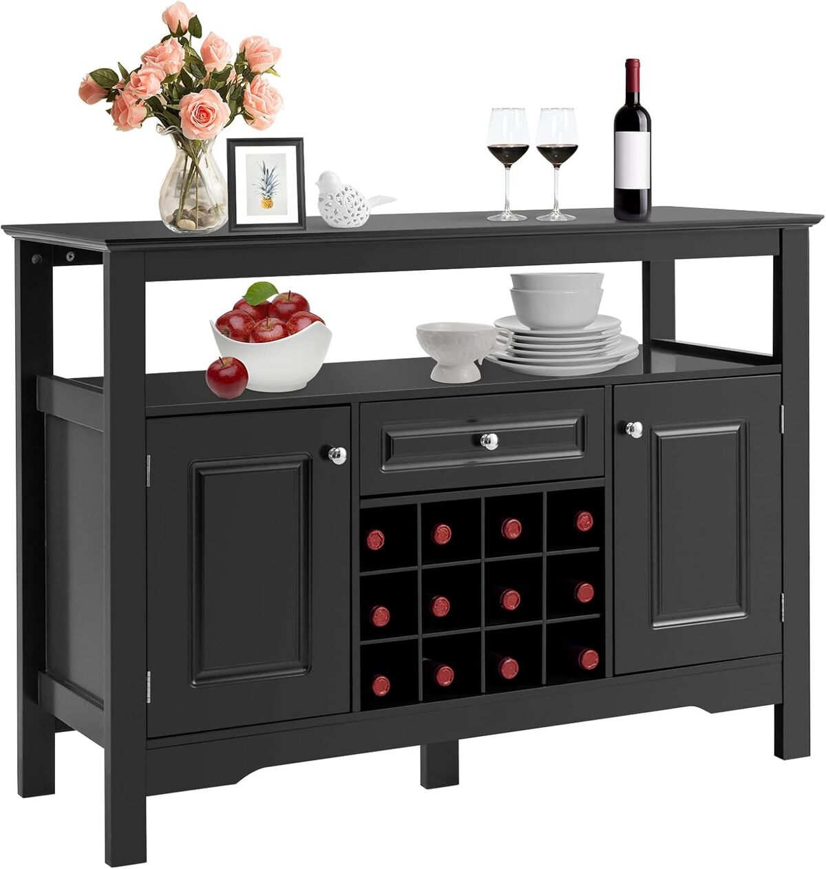 Test du buffet cuisine noir GOPLUS : design et praticité