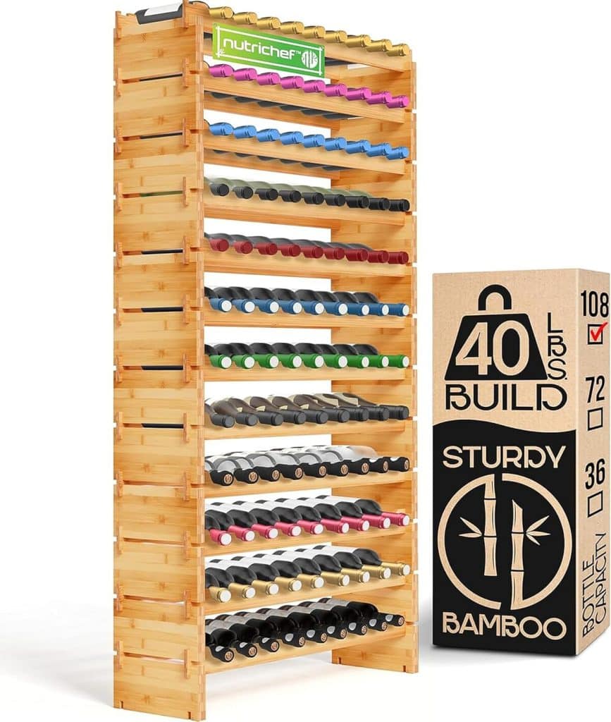Test du casier à bouteilles Nutrichef : rangement bambou pour 108 bouteilles