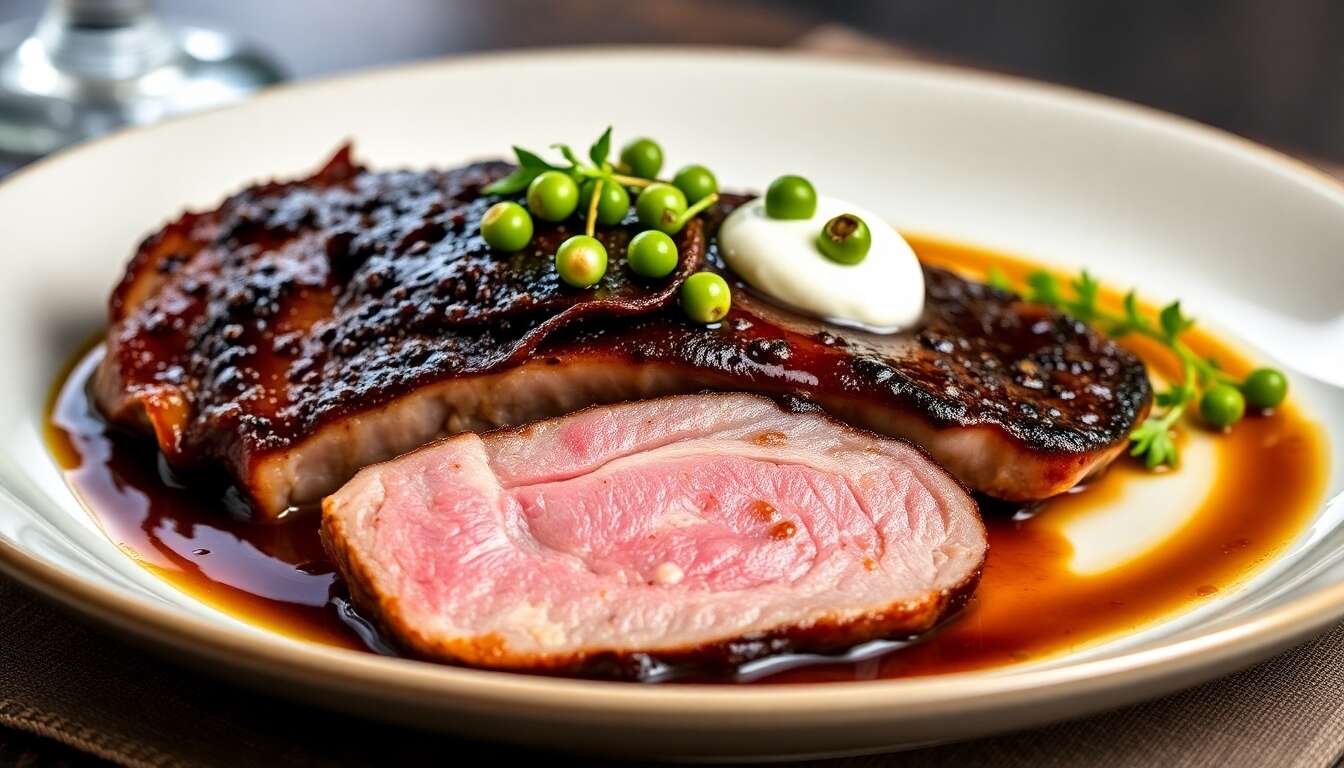 Magret de canard au poivre éclatant