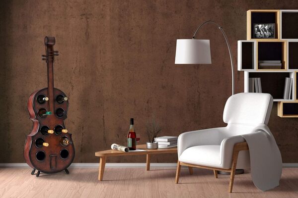 Stagecaptain Stradivino Porte-Bouteilles Bois Vintage pour 10 Bouteilles - modèle Cello Fait Main, Hauteur 135 cm, Support rétro pour Bouteilles de vin.