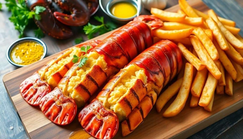 Homard grillé au curry et frites maison