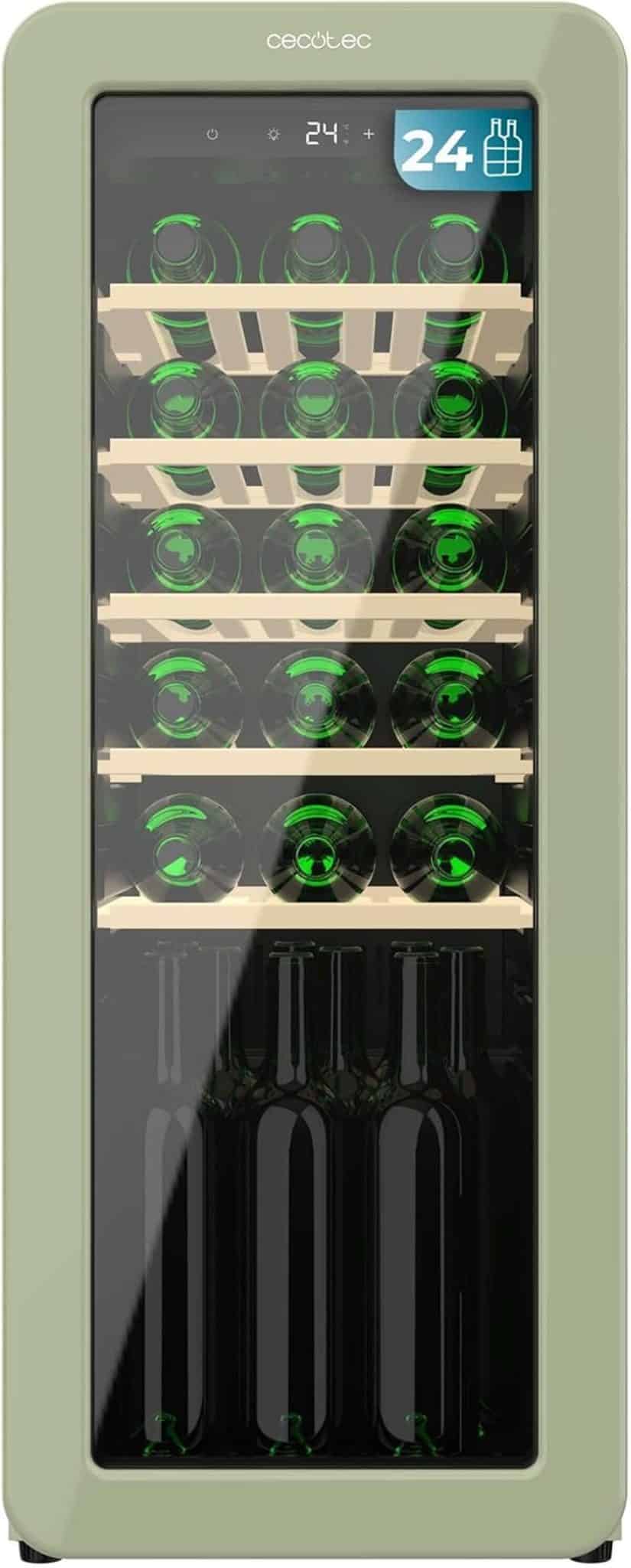 Test : cecotec Bolero GrandSommelier Origin 24 Hit Green, cave à vin rétro 24 bouteilles