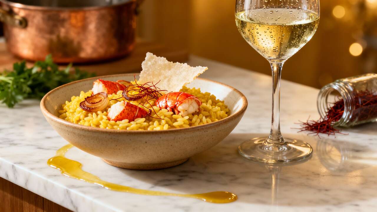 Délice de risotto safran et homard