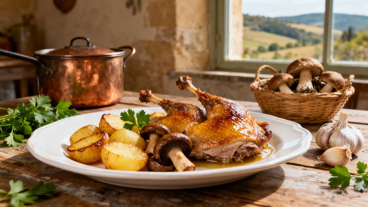 Délice de canard et pommes sarladaises en Dordogne