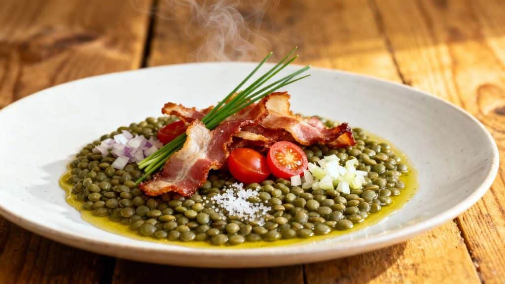 Délice de lentilles vertes et lardons : un plat de bistro authentique