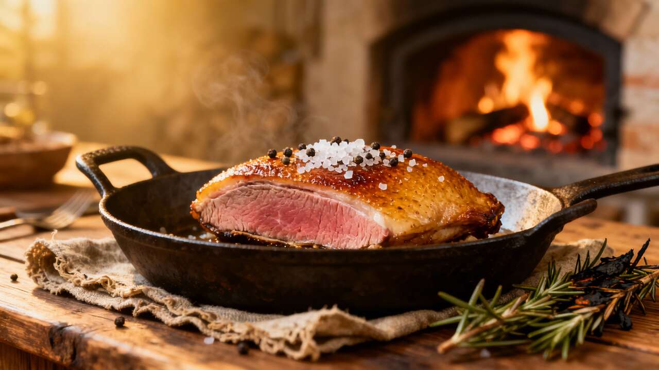 Cuisson parfaite du magret de canard au four à bois