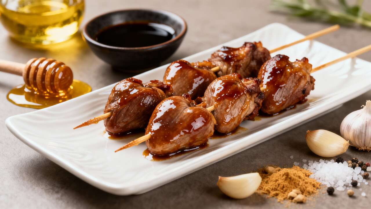 Délices de brochettes au coeur de canard