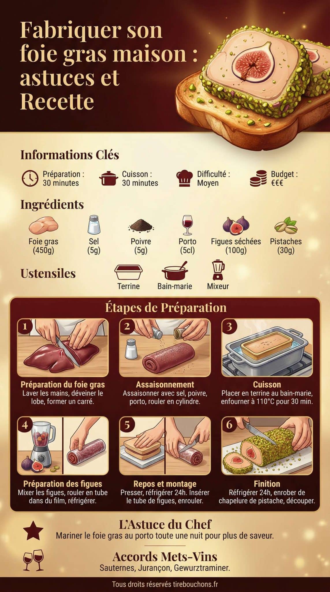 Infographie de la recette Fabriquer son foie gras maison : astuces et Recette