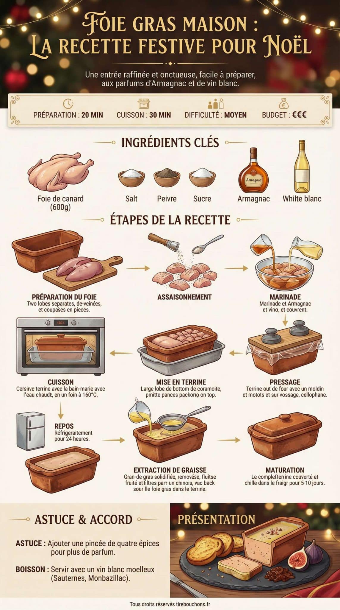 Infographie de la recette Foie gras maison : la recette festive pour No&euml;l