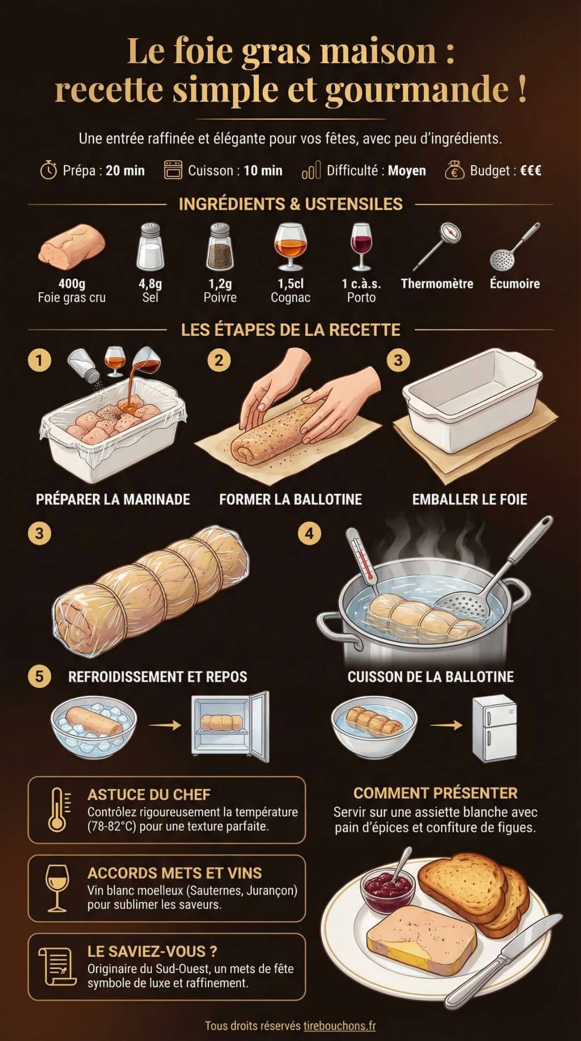 Infographie de la recette Le foie gras maison : recette simple et gourmande !