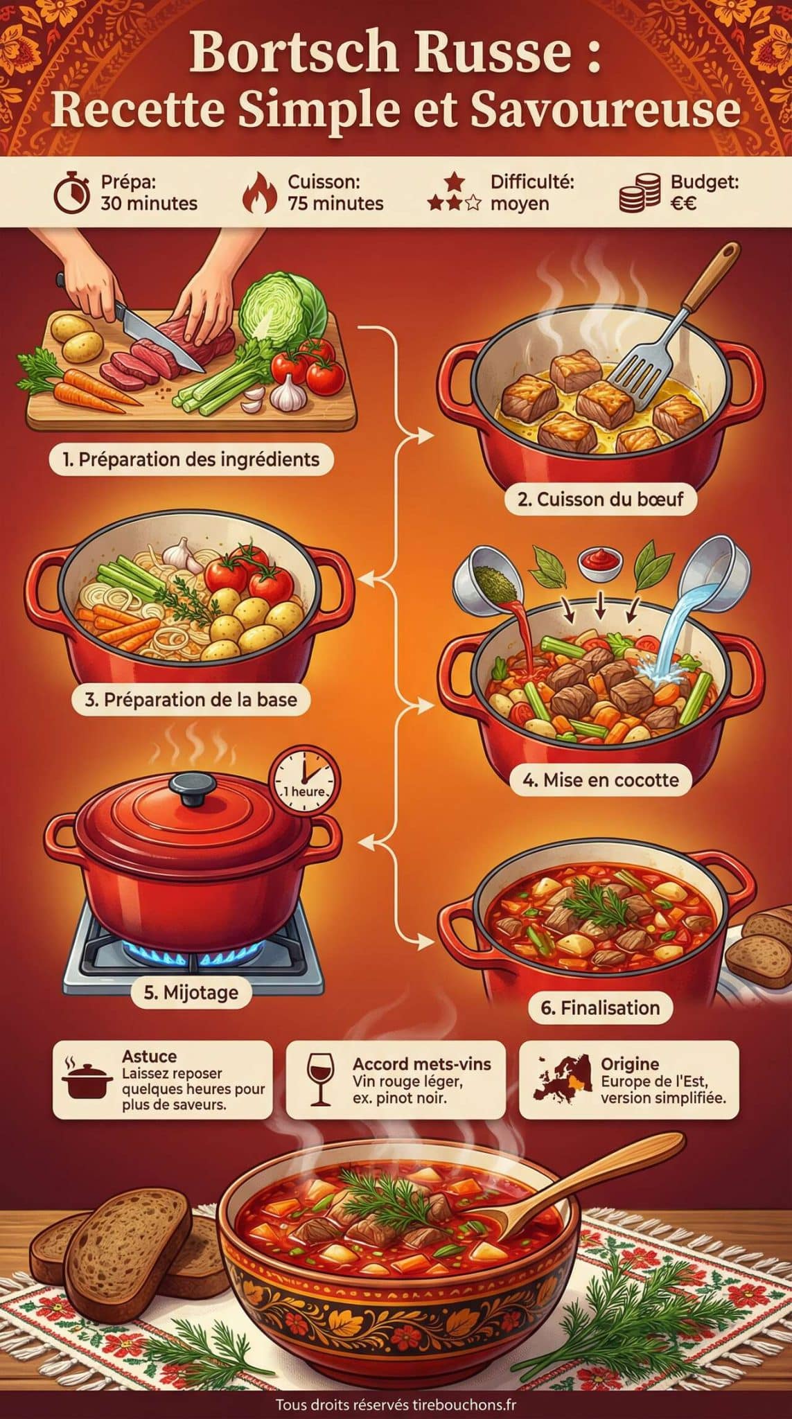 Fiche recette Bortsch Russe : recette Simple et Savoureuse