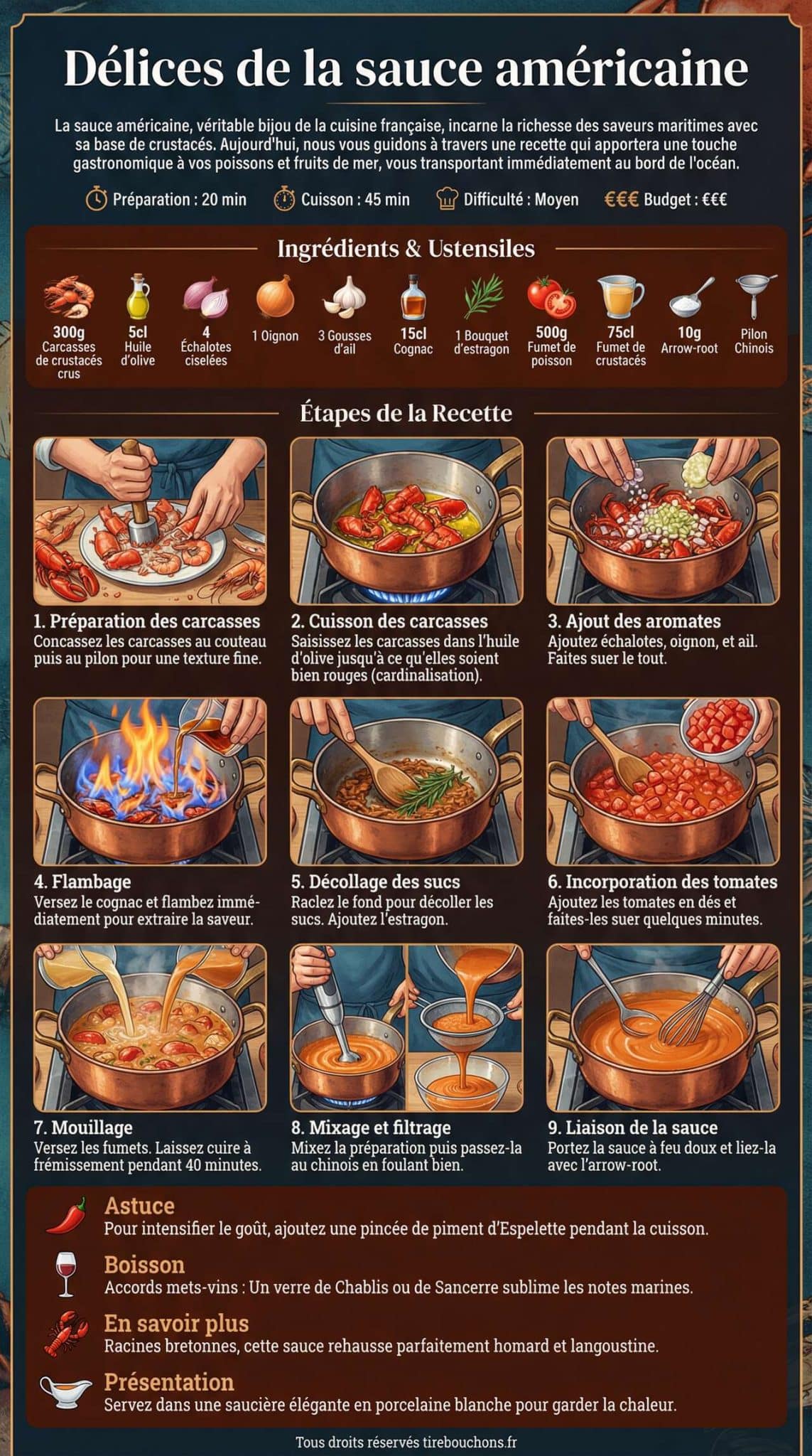 Fiche recette D&eacute;lices de la sauce am&eacute;ricaine