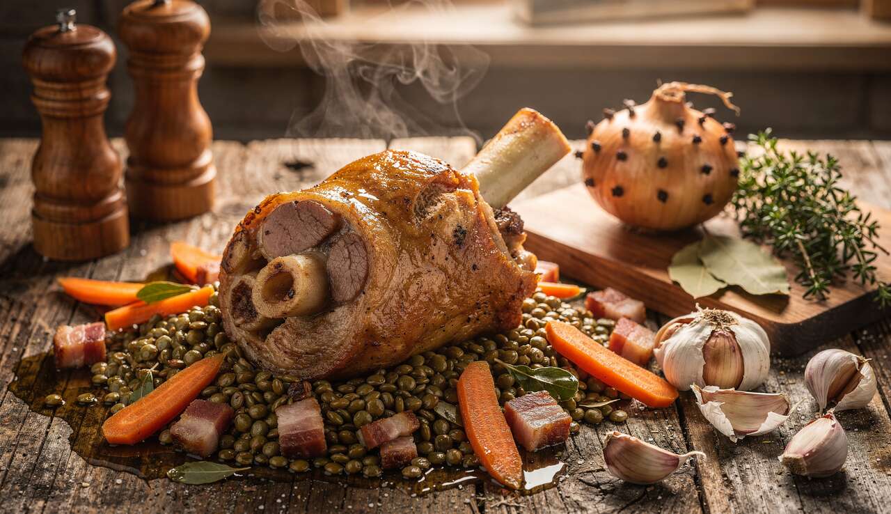 Rouelle de porc aux lentilles : recette copieuse et irrésistible