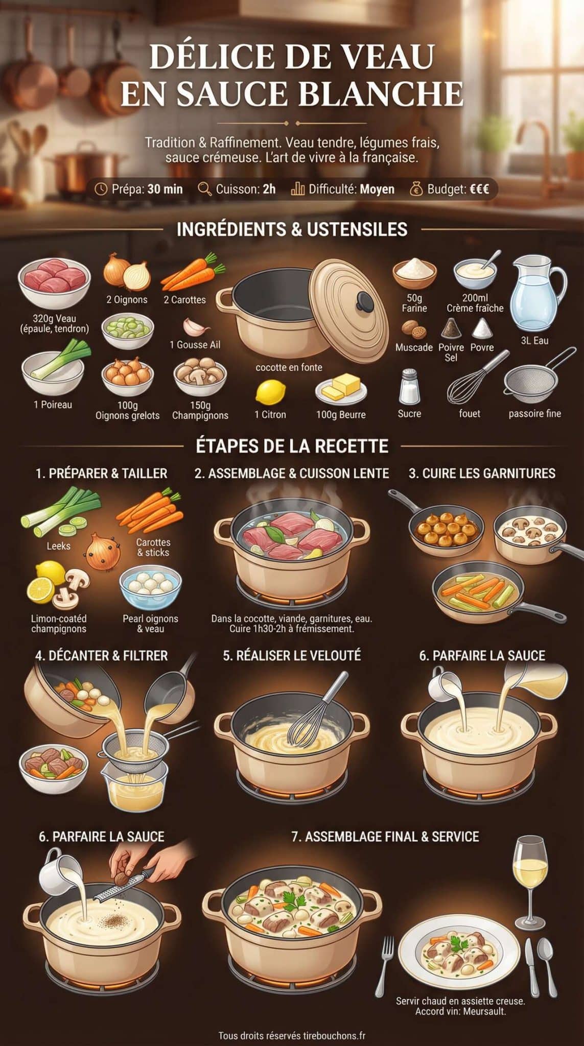 Fiche recette D&eacute;lice de veau en sauce blanche
