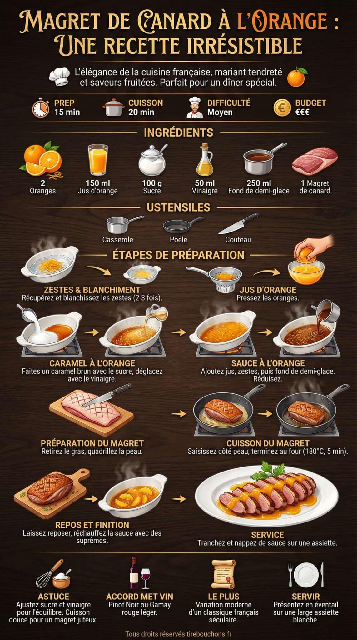 Fiche recette Magret de canard &agrave; l'orange : une recette irr&eacute;sistible