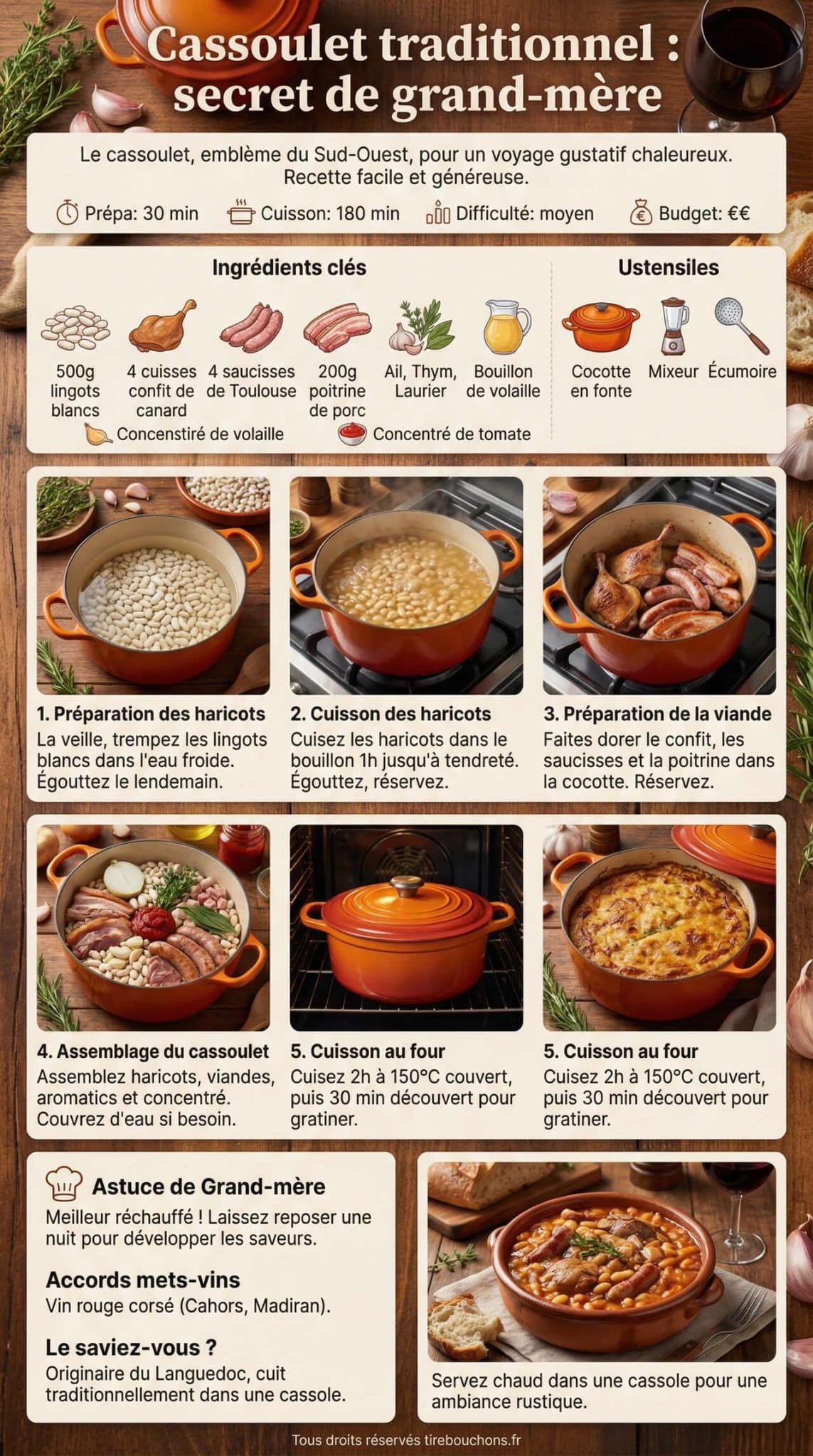 Fiche recette Cassoulet traditionnel : secret de grand-m&egrave;re
