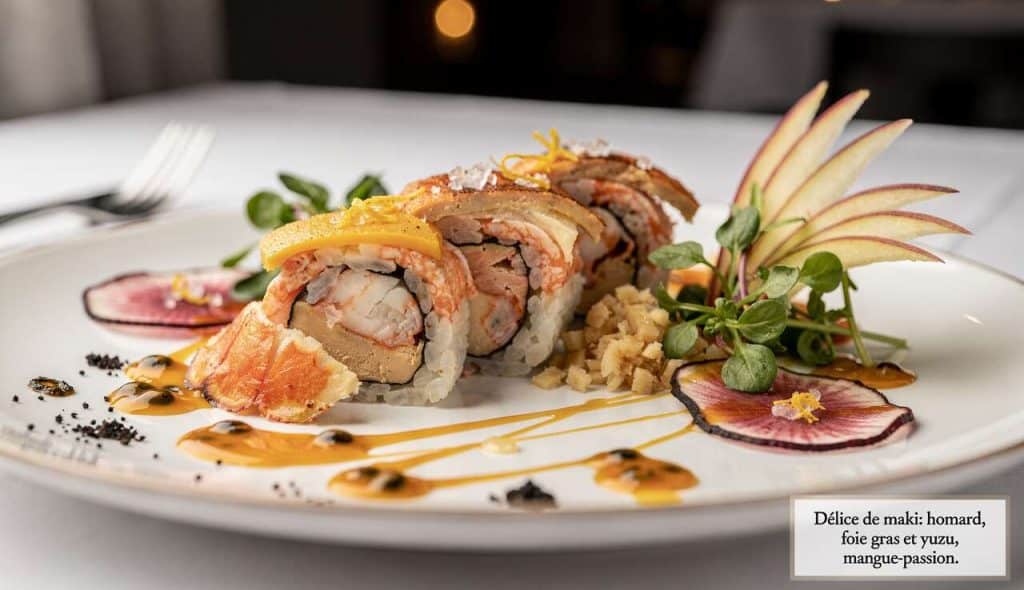 Délice de maki : homard, foie gras et yuzu, mangue-passion