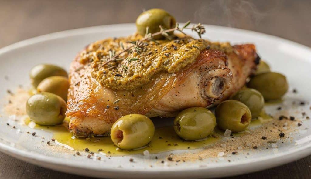 Cuisse de poulet au four à l'olive : recette savoureuse