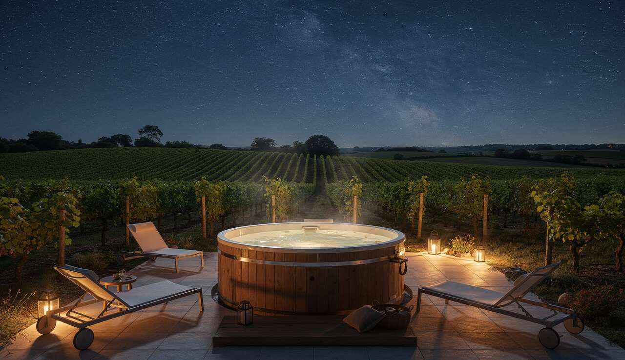 Bulle et spa pour une nuit sous les &eacute;toiles