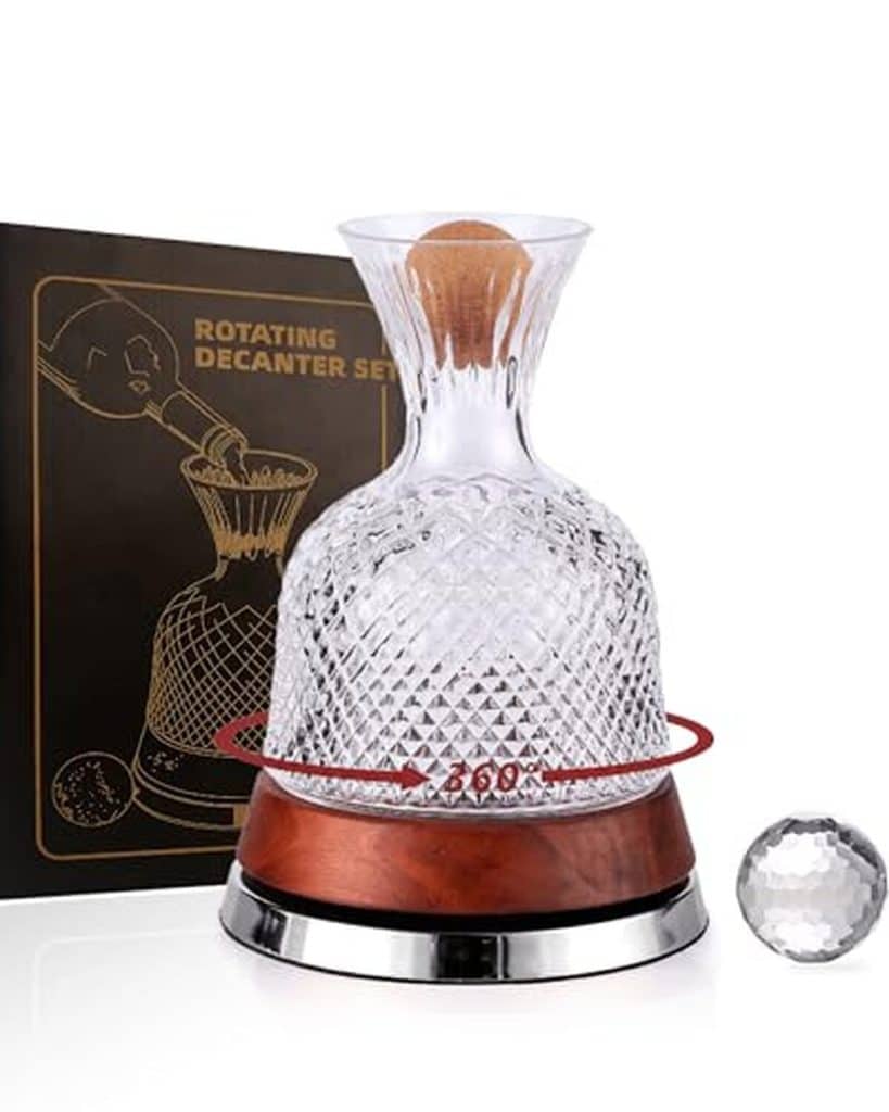 Avis sur la carafe à vin rotative en cristal et bois