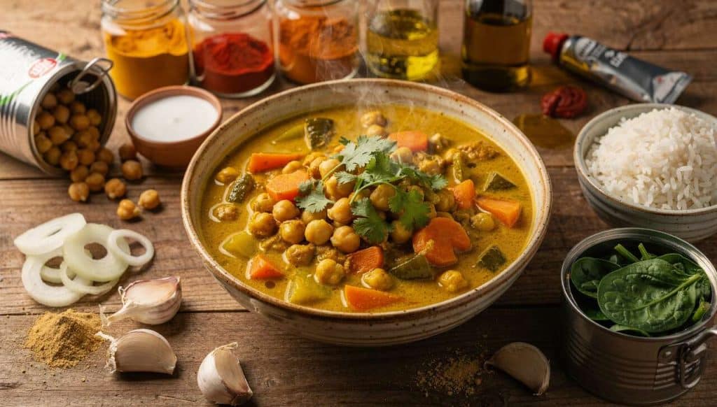 Curry de légumes et pois chiches : recette savoureuse et rapide
