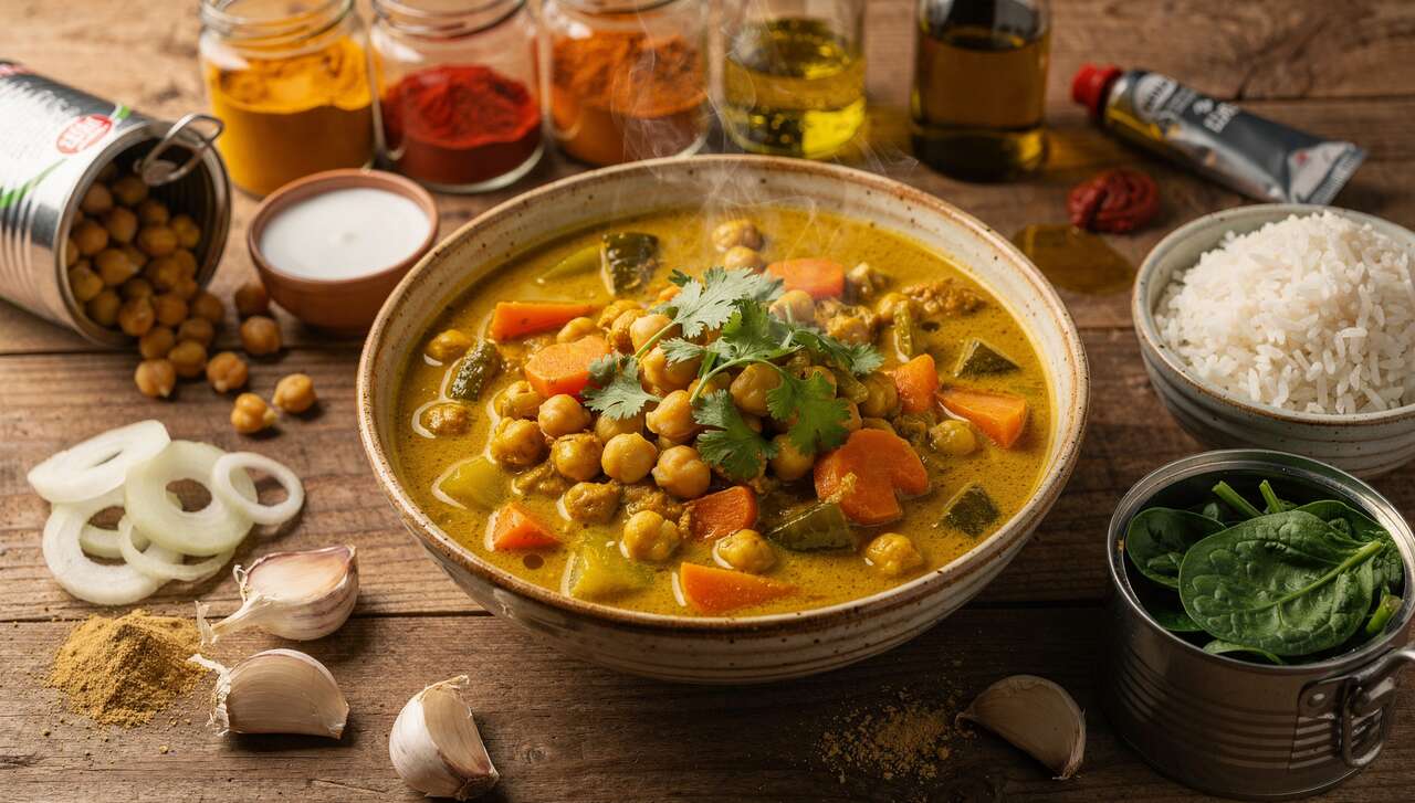 Curry de légumes et pois chiches : recette savoureuse et rapide
