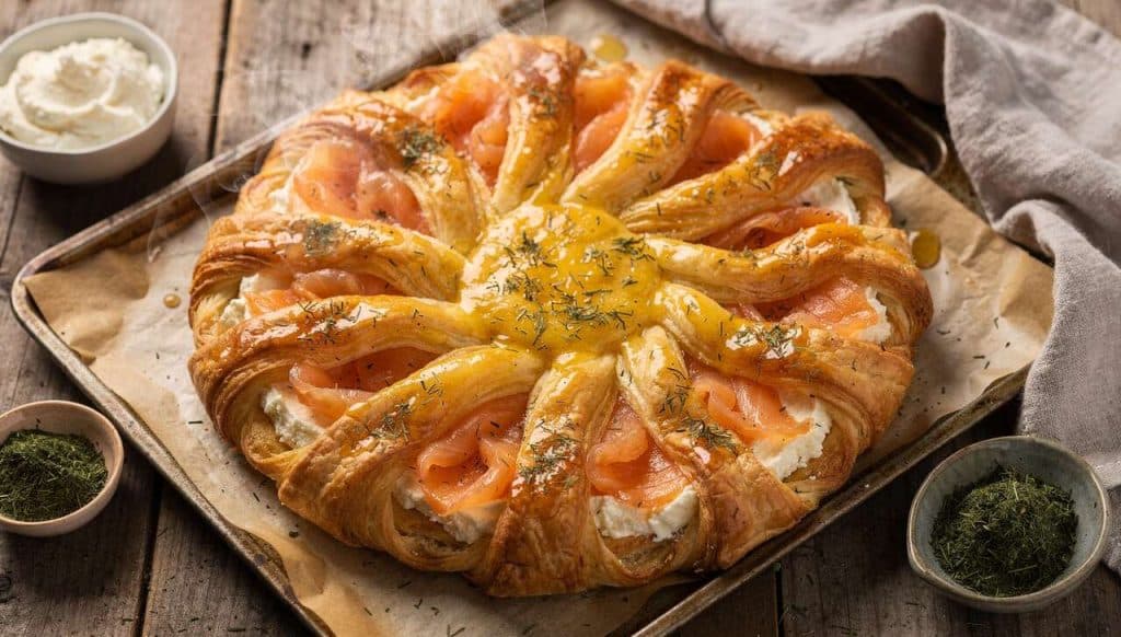Tarte soleil apéritive au saumon fumé : recette gourmande
