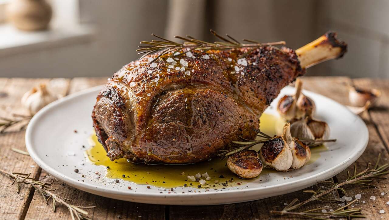 Gigot d'agneau au four : ail et romarin