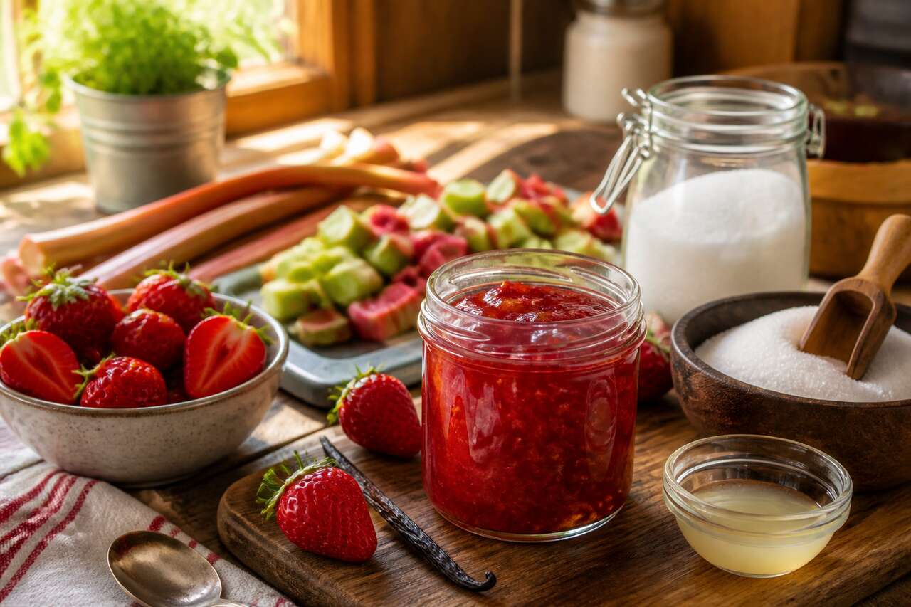 Recette de confiture fraise-rhubarbe maison
