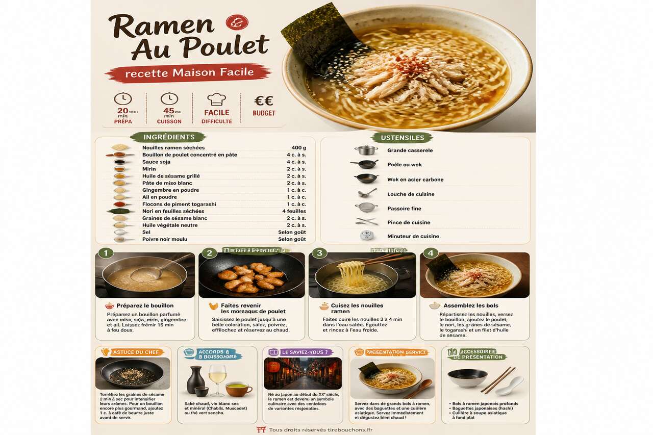 Fiche recette Ramen Au Poulet : recette Maison Facile