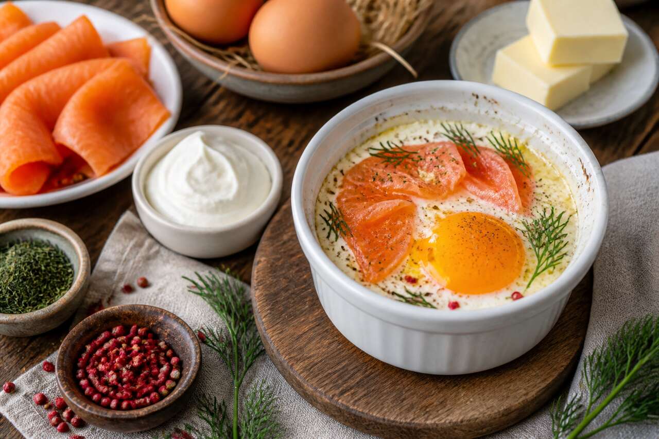 Oeuf cocotte au saumon fumé : recette gourmande