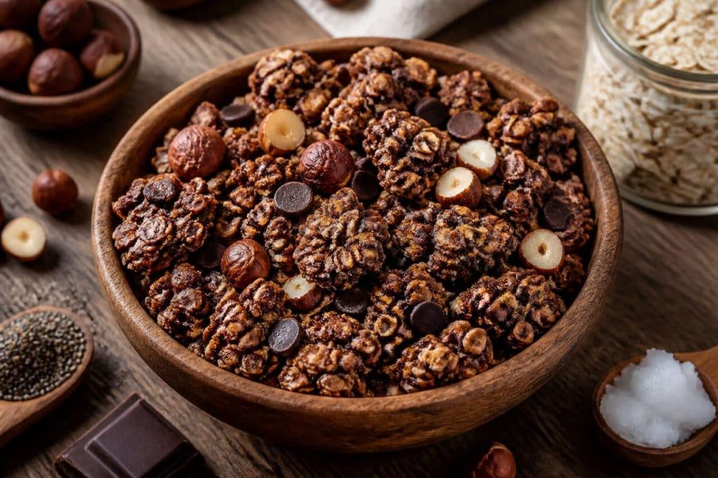 Granola maison au chocolat et noisettes : recette healthy