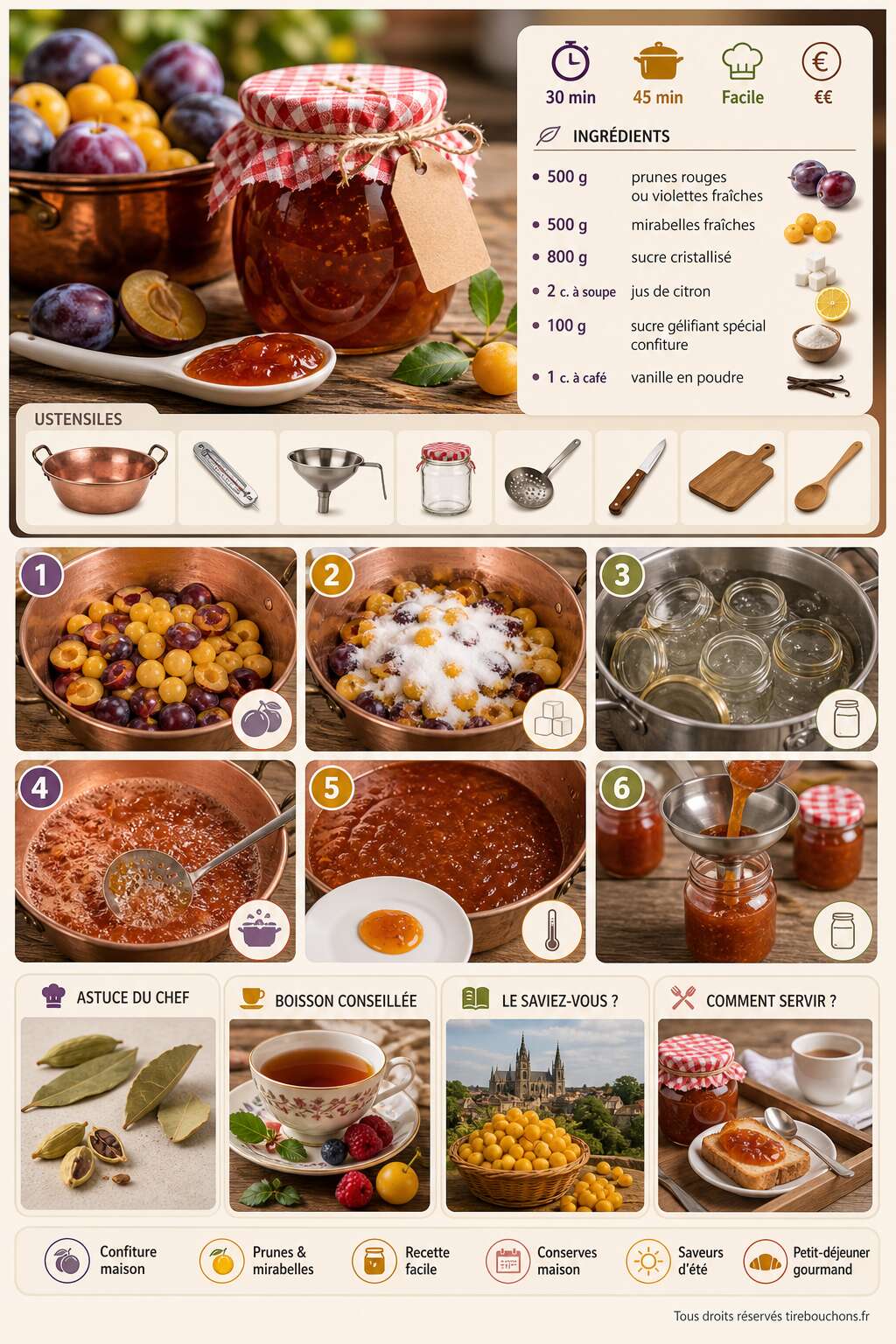 Fiche recette Recette maison de confiture de prunes et mirabelles Fiche recette Recette maison de confiture de prunes et mirabelles