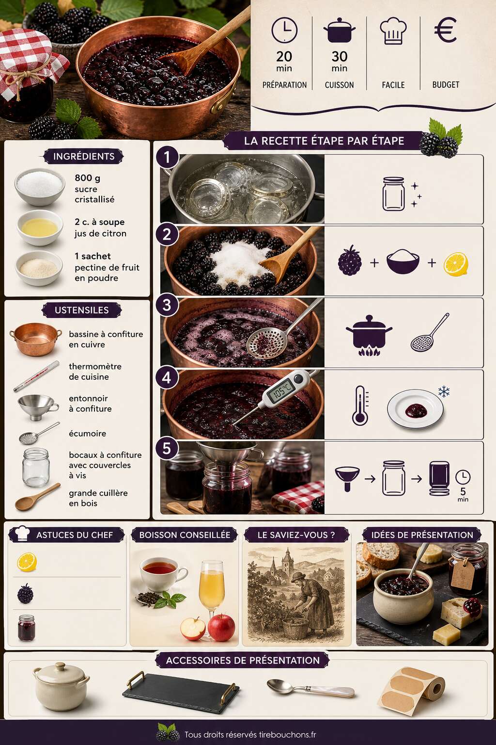 Fiche recette Recette maison de confiture de mûres : astuces et conseils Fiche recette Recette maison de confiture de mûres : astuces et conseils