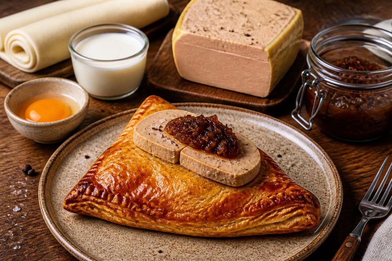 Chausson au foie gras et confit d'oignon : recette gourmande