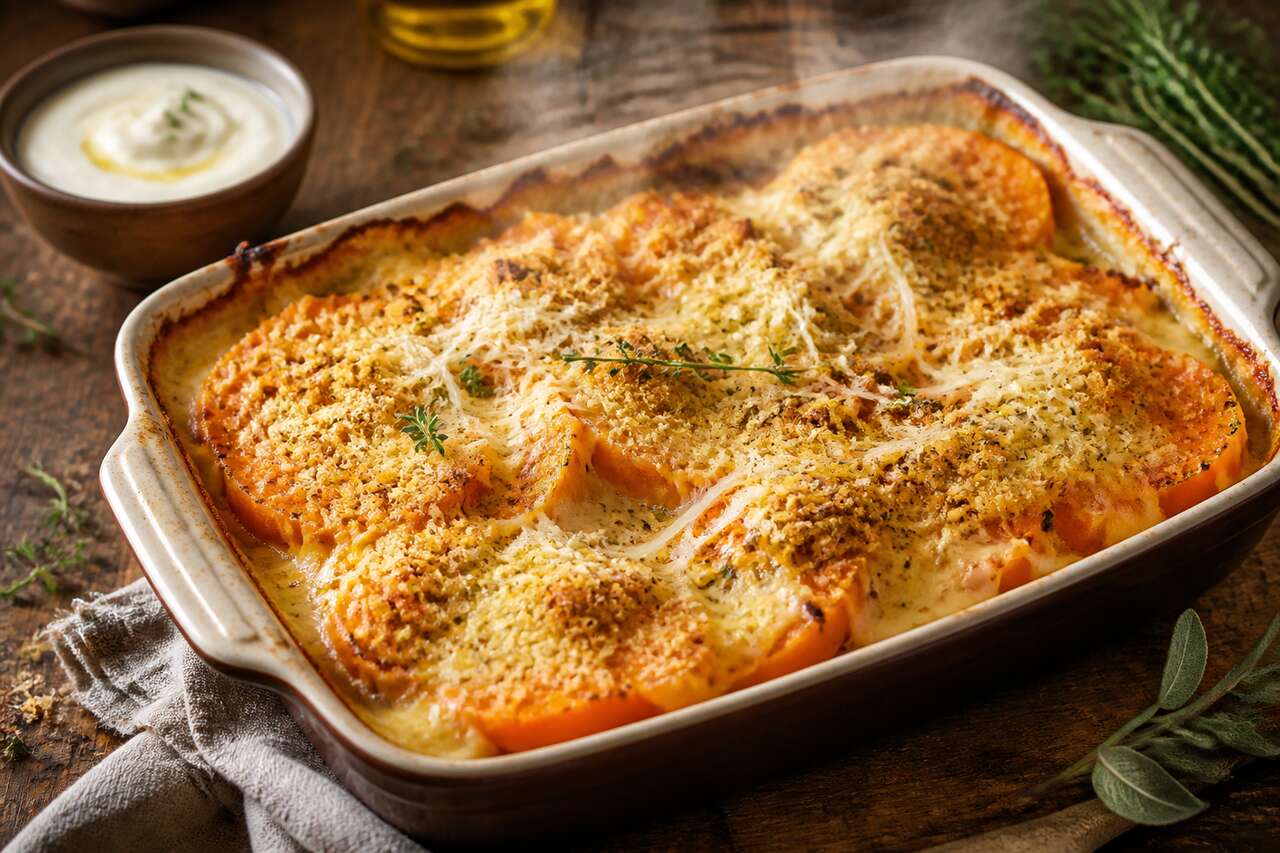 Gratin de butternut au fromage : recette savoureuse
