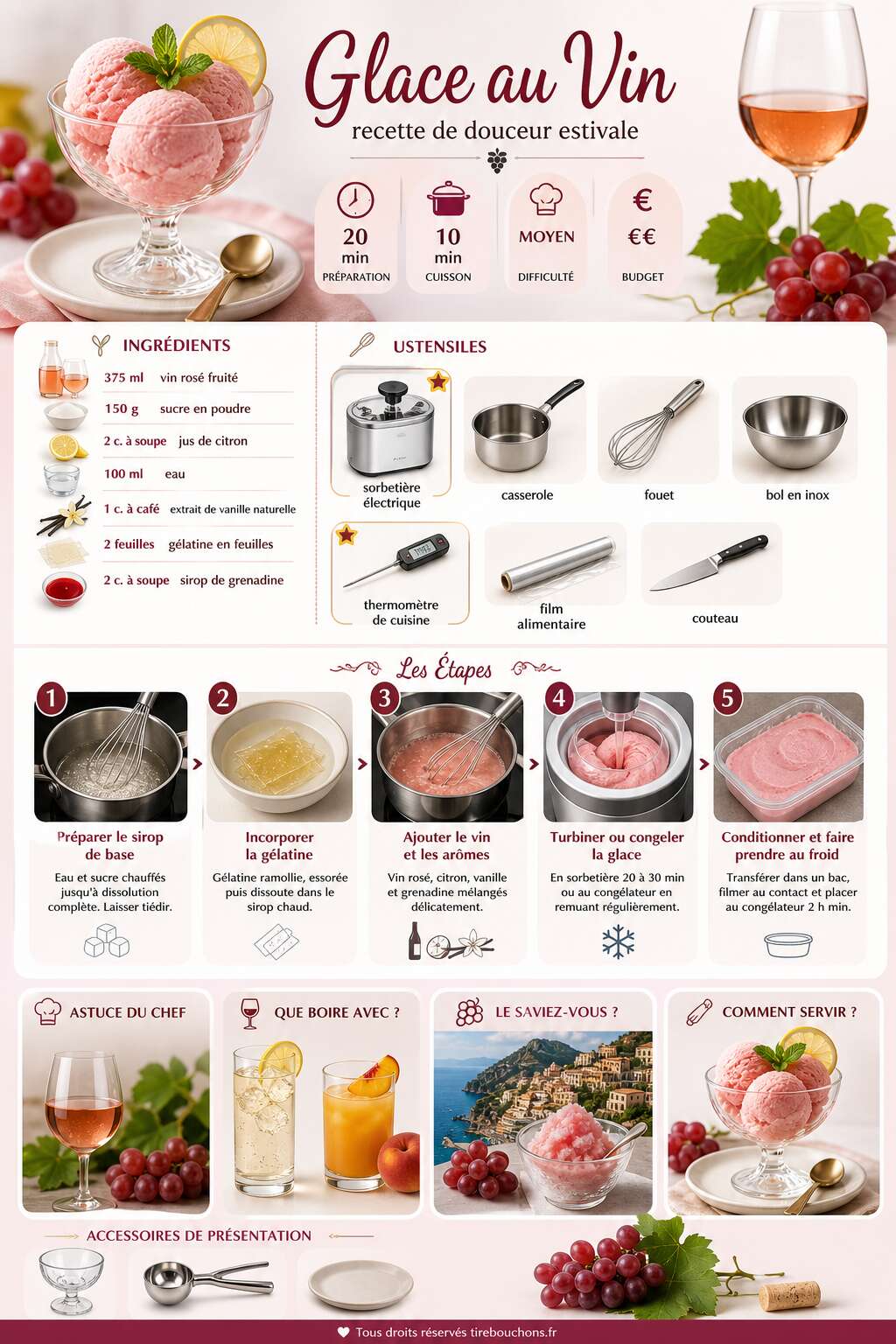 Fiche recette Glace au Vin : recette de douceur estivale