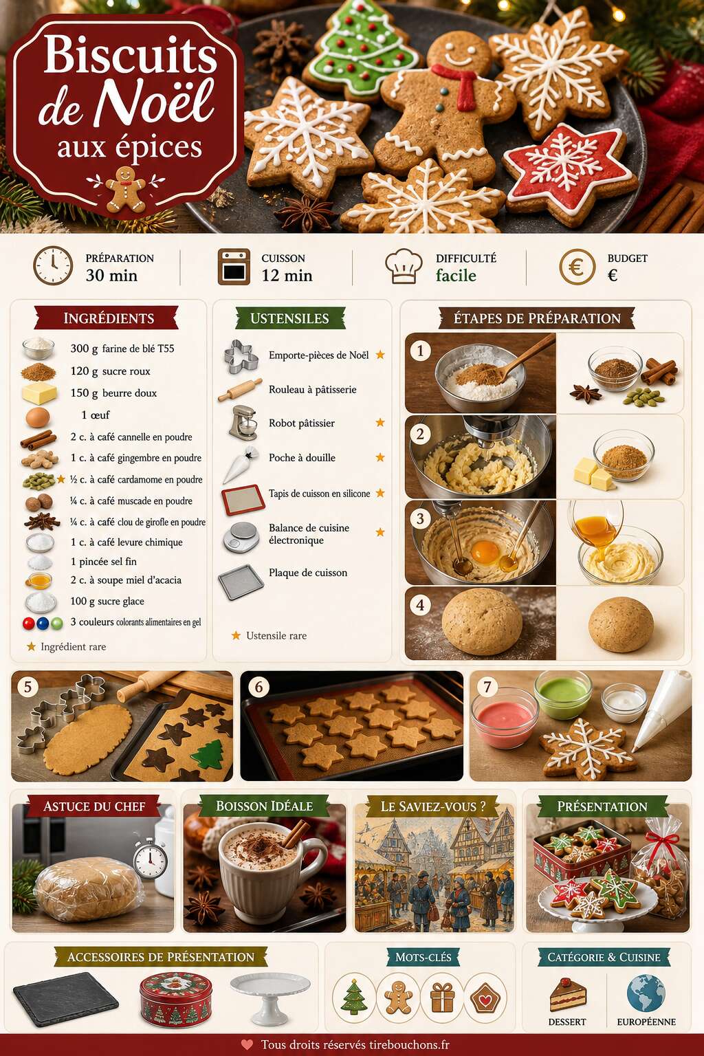 Fiche recette Recette de biscuits de No&euml;l aux &eacute;pices maison