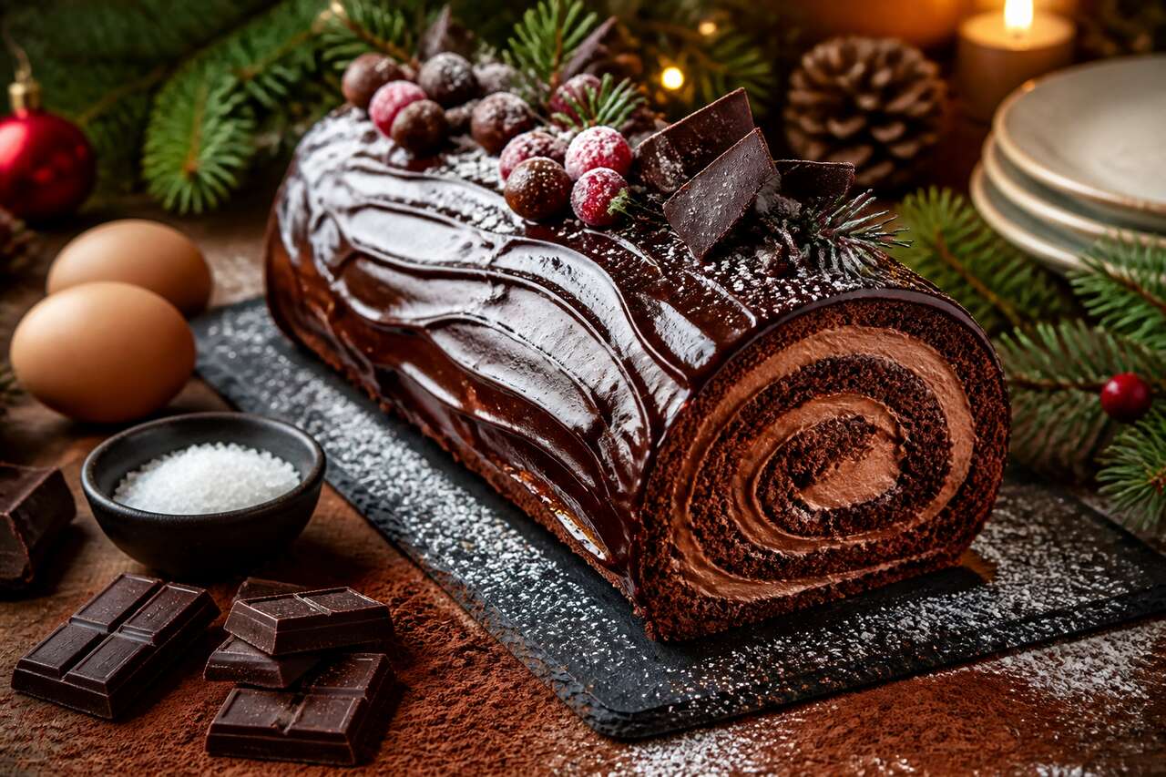 Bûche roulée au chocolat : recette gourmande de Noël