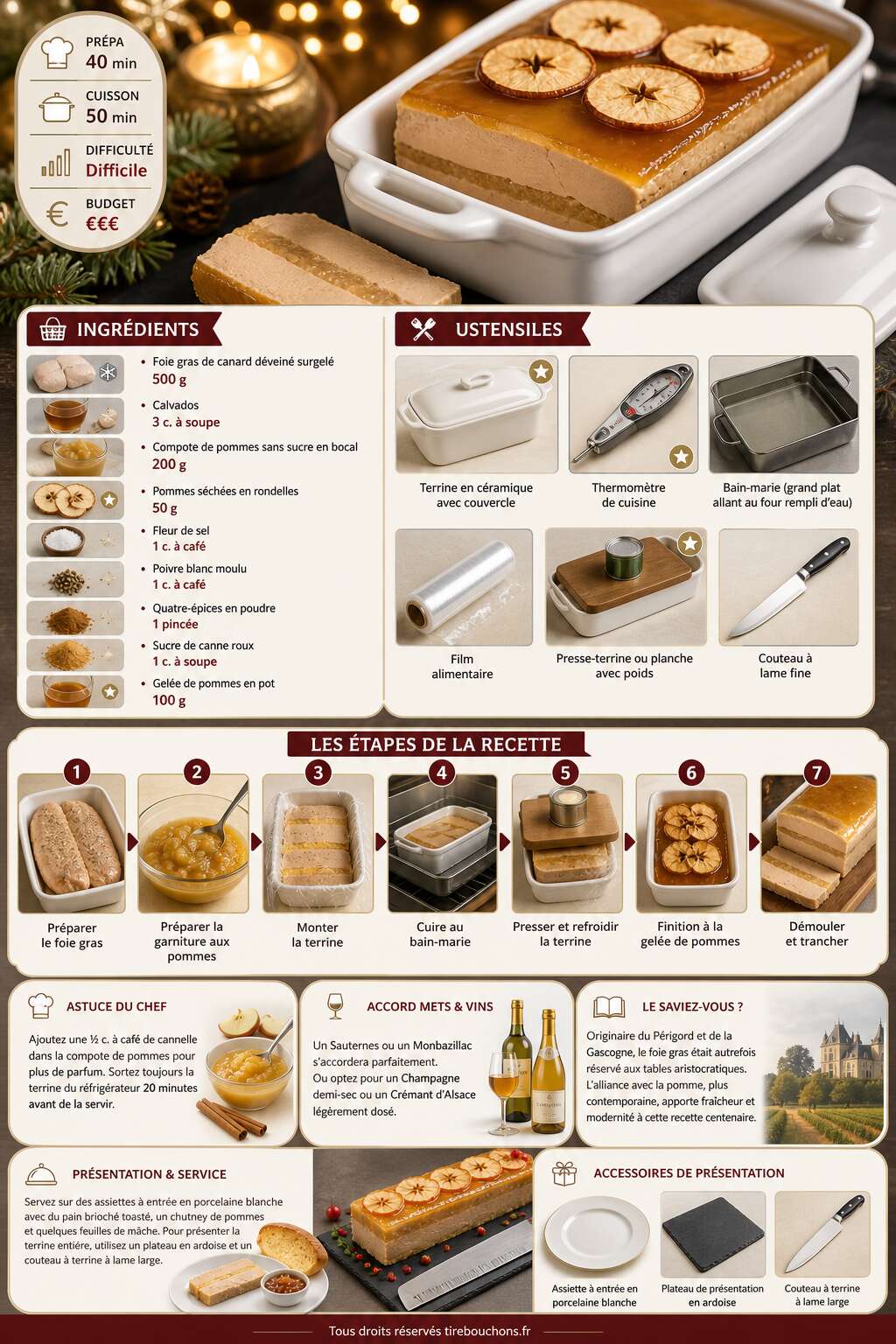 Fiche recette Terrine de foie gras aux pommes : recette gourmande
