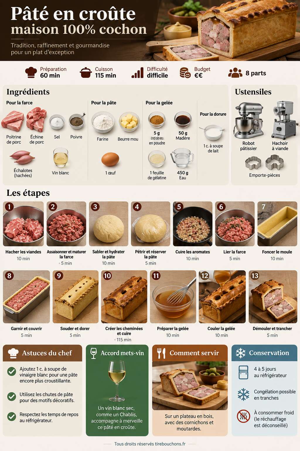 Fiche recette Recette : pâté en croûte maison 100% cochon Fiche recette Recette : pâté en croûte maison 100% cochon