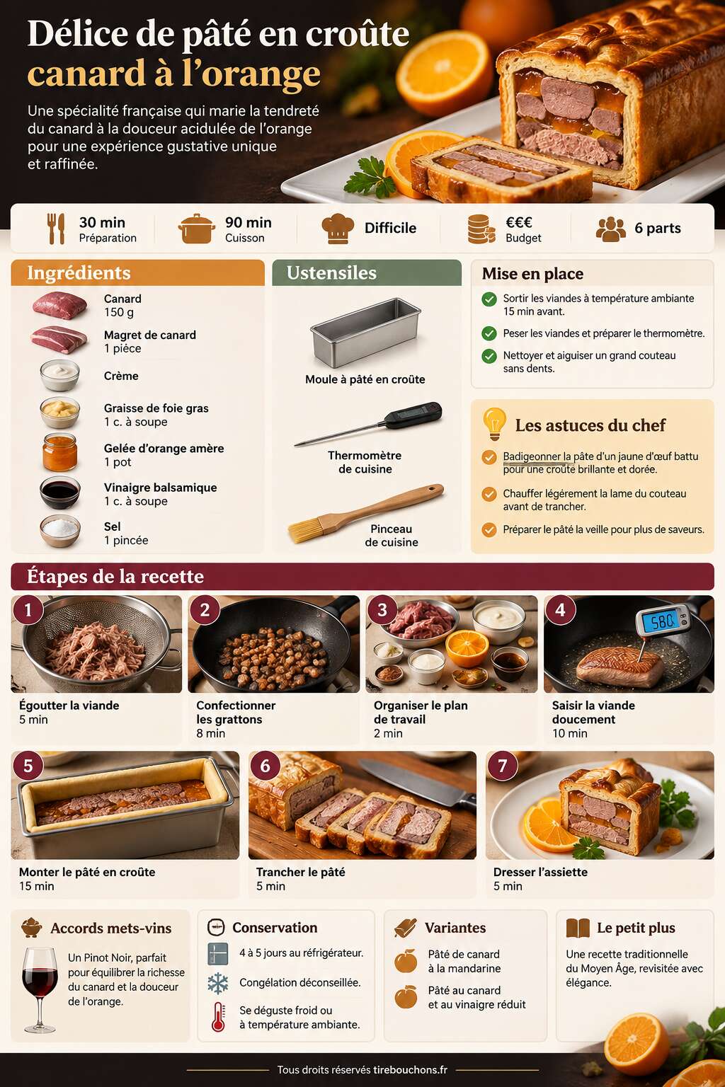 Fiche recette Délice de pâté en croûte : canard à l'orange Fiche recette Délice de pâté en croûte : canard à l'orange